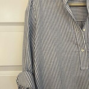 Classic Striped Button-Down Shirt in Blue and White